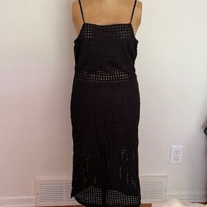 Walter Baker sz 8 Elegant perforated Black 100% cotton Dress lined great cond
